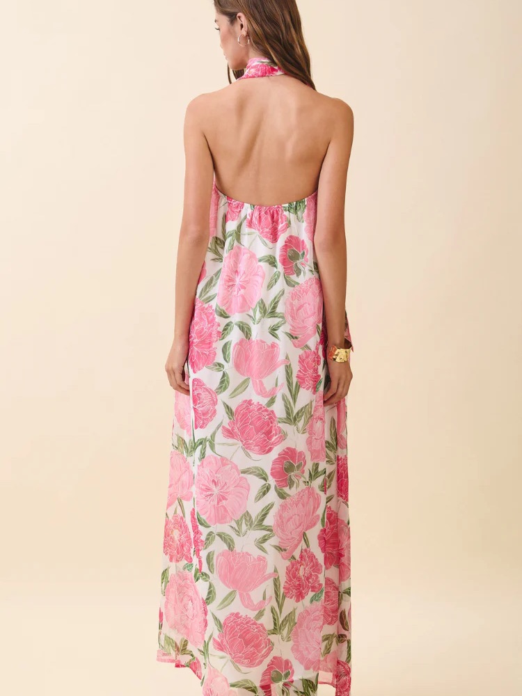 Peony Maxi Dress With Neck Scarf — image 4 of 4